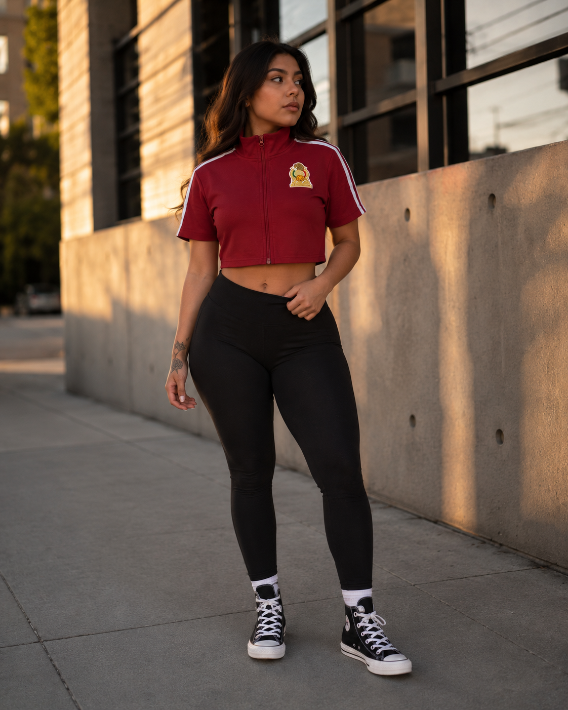 “MEX World Cup” Women's Cropped Full Zip Short Sleeve T-Shirt