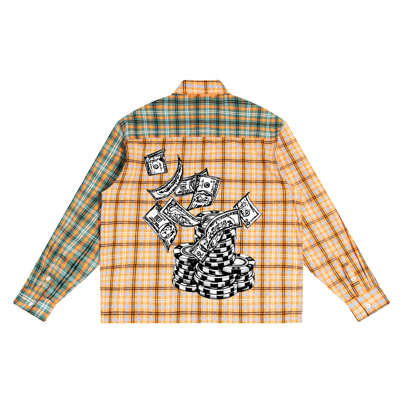 “When to Fold ‘em” Unisex Oversized Plaid Color Block Shirt