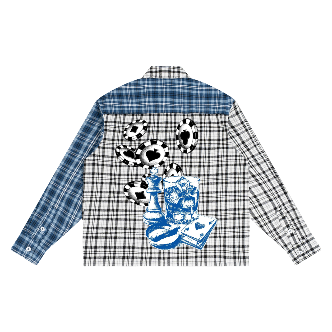 “When to Hold ‘em” Unisex Oversized Plaid Color Block Shirt